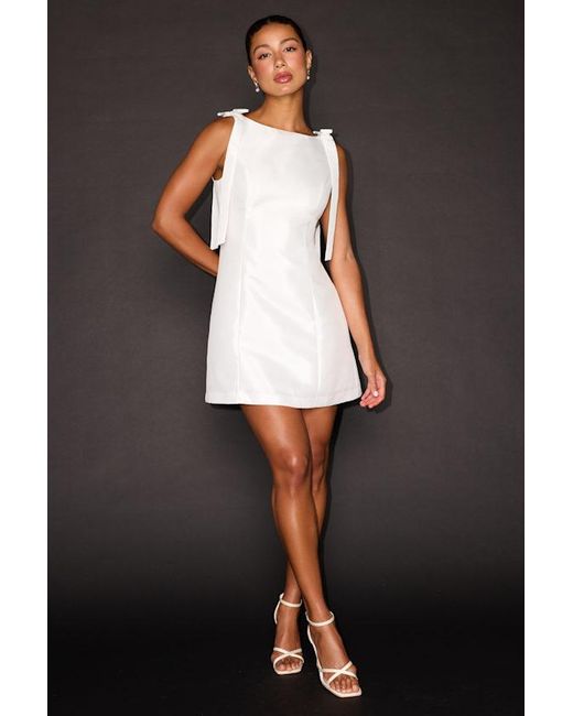 Lulus Black Kingsley Satin Bow Shift Mini Dress