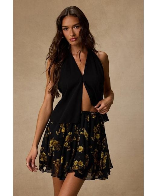Lulus Black Rylan Floral Skater Mini Skirt