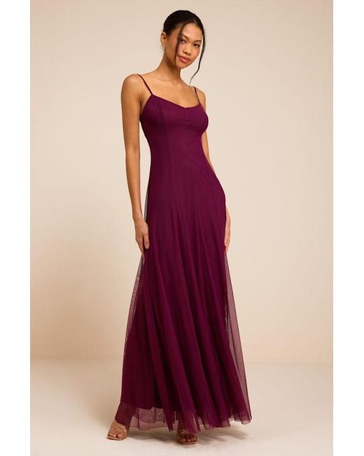 Lulus Red Atori Plum Mesh Sleeveless Maxi Dress
