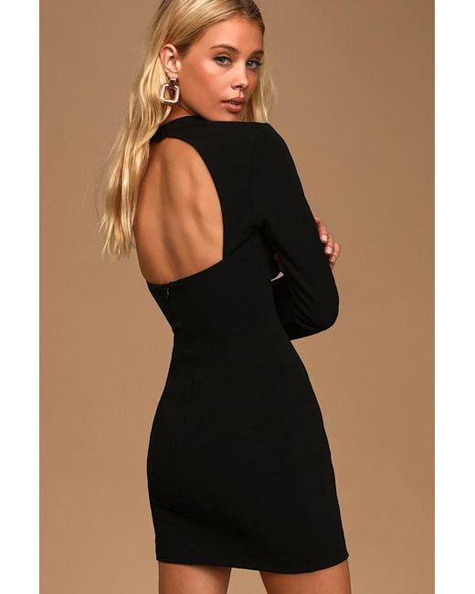 Lulus Black All That You Wish For Mock Neck Cutout Bodycon Dress