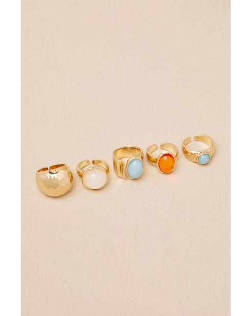 Lulus Brown Marah Stone Five-Piece Statement Ring Set