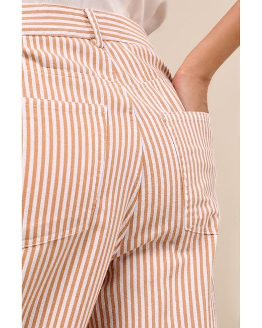 Lulus Natural Lorissa And Striped Twill Pants