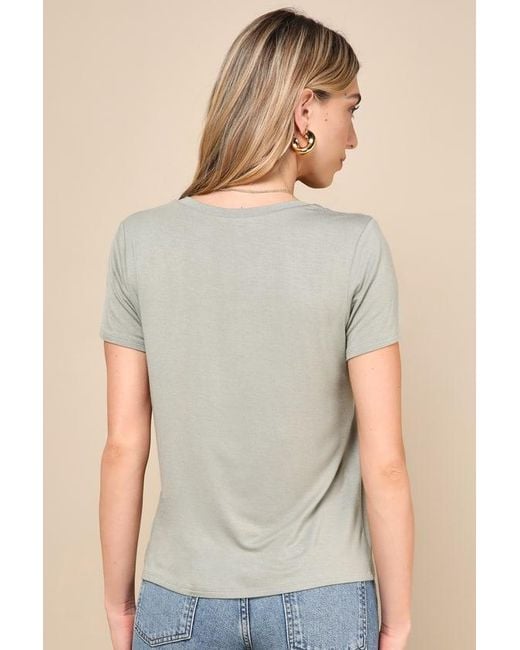 Lulus Gray Adyn Heather V-Neck Short Sleeve Tee