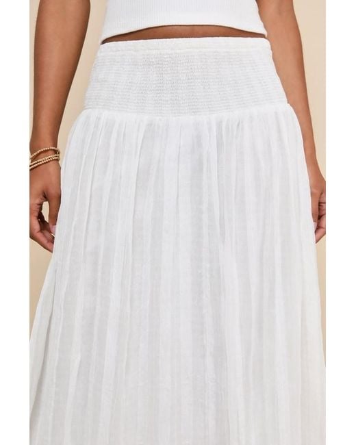 Lulus Natural Sunny Baby Smocked Tiered High-Waisted Midi Skirt