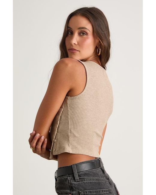 Lulus Black Michayla Ribbed Knit Side-Button Tank Top