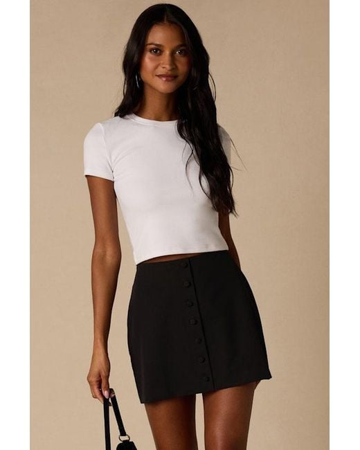 Lulus Black Stella Button-Front Mini Skirt