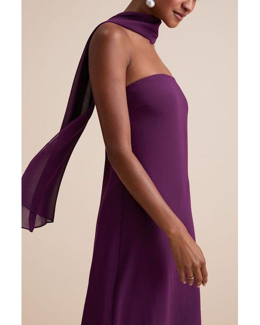 Lulus Purple Rawya Strapless Maxi Dress And Scarf Set