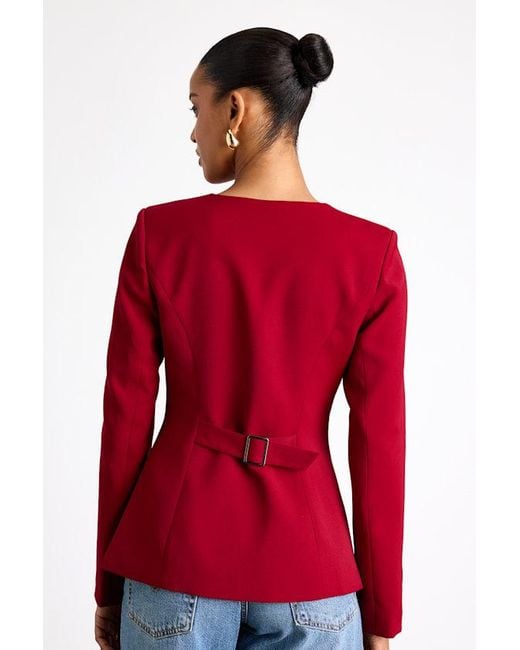 Lulus Red Elyna Button-Front Blazer