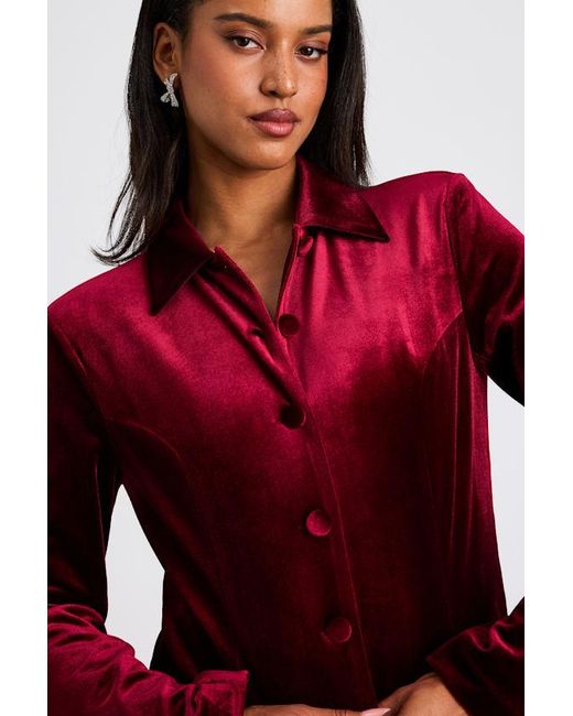 Lulus Bettany Velvet Button-Front Collared Jacket