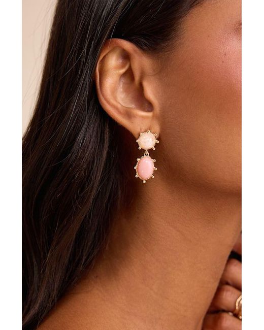 Lulus Natural Reva Blush And Drop Earrings