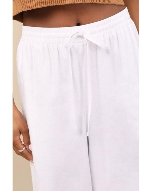 Lulus Natural Brisa Cuffed Wide-Leg Pants