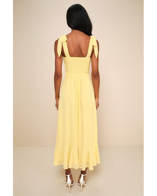 Lulus Natural Summer Invite Tie-Strap Tiered Midi Dress