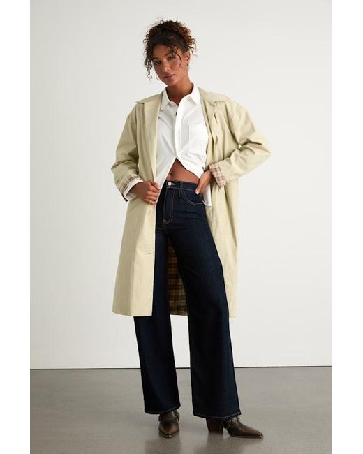 Lulus Natural Cazzie Twill Button-Front Collared Trench Coat