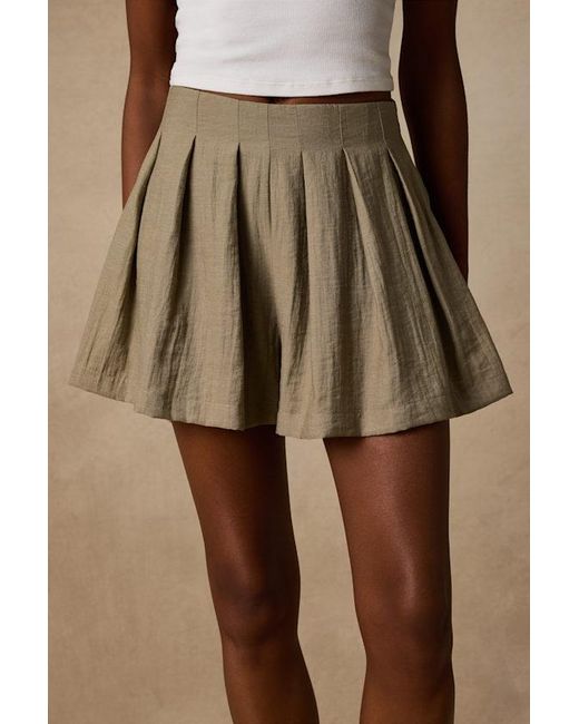 Lulus Brown Madalina Pleated High-Rise Shorts