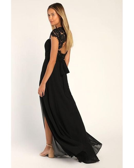 Lulus Black Momentous Moments Lace Backless Maxi Dress