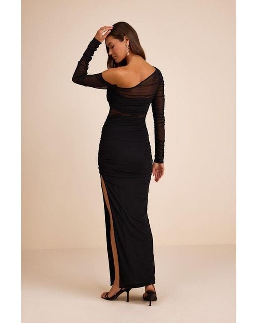 Lulus Black Lucena Mesh Asymmetrical Maxi Dress