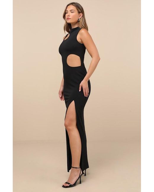 Lulus Black Sindra Cutout Column Maxi Dress
