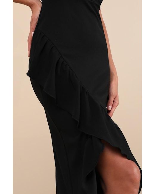 Lulus Black Immaculate Excellence Sleeveless Ruffled Tulip Maxi Dress