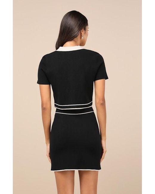 black mini dress bows Tatum Black Plaid Two-Piece Mini Dress - Smocked Tube Top & Faux Wrap Skirt - Size S main image 0