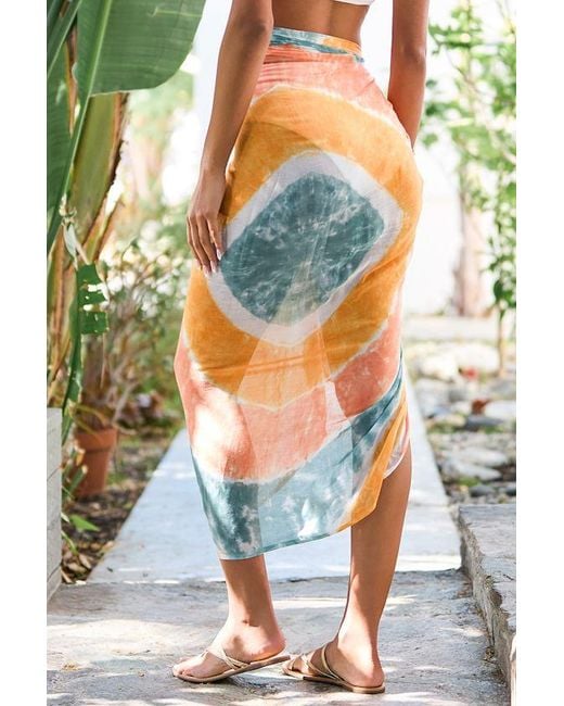 Lulus Green Sunny Livin' Multi Tie-Dye Print Swim Cover-Up Sarong