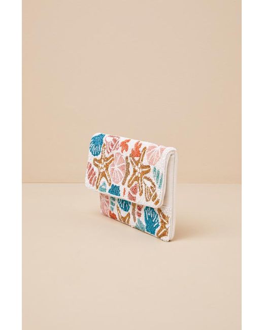 Lulus Pink Pelagia Multi Seashell Beaded Clutch