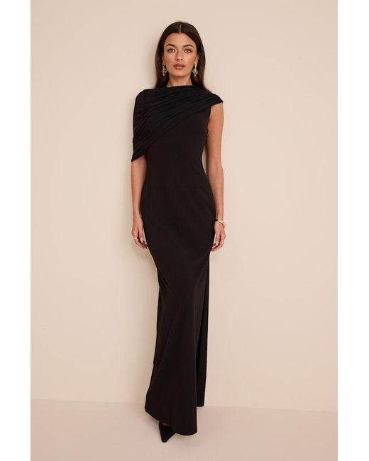 Lulus Black Sutton Asymmetrical Column Maxi Dress