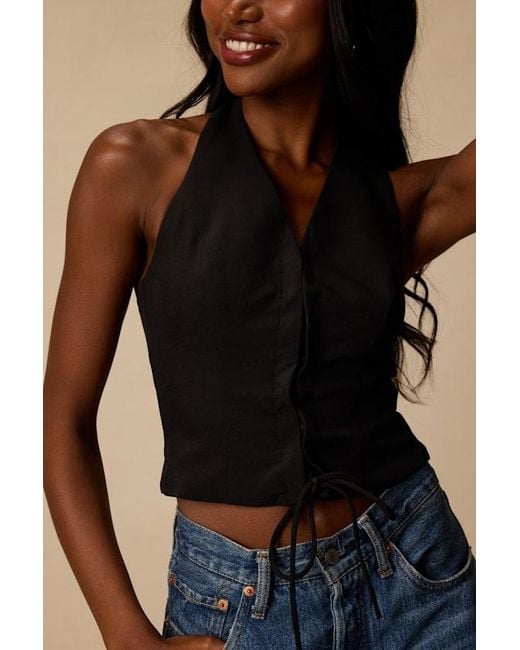 Lulus Blue Tamika Lace-Up Tank Top