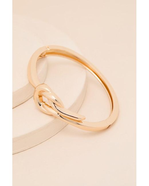 Lulus Natural Clover Knotted Hinged Bangle Bracelet