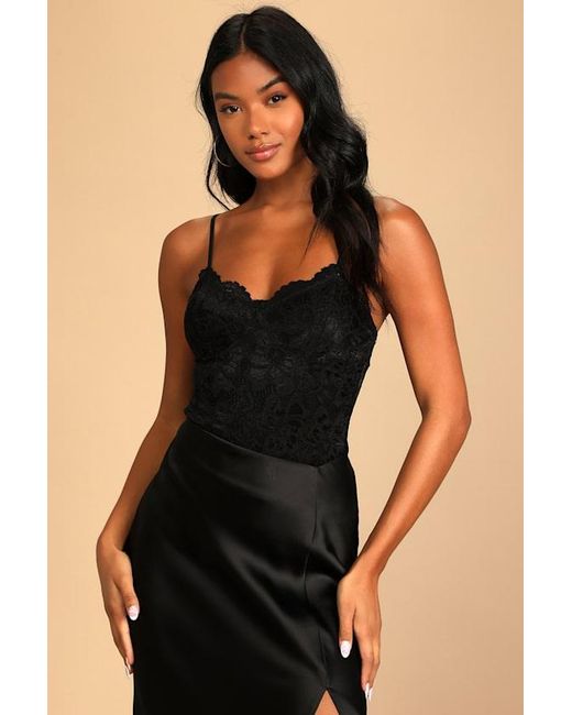 Lulus Black Midnight Romance Lace Bodysuit