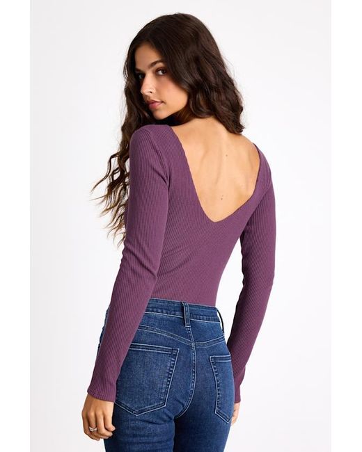 Lulus Purple Easygoing Chic Long Sleeve Bodysuit