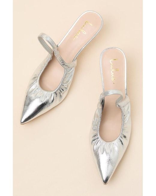 Lulus Natural Corbett Ruched Slingback Pointed-Toe Pumps