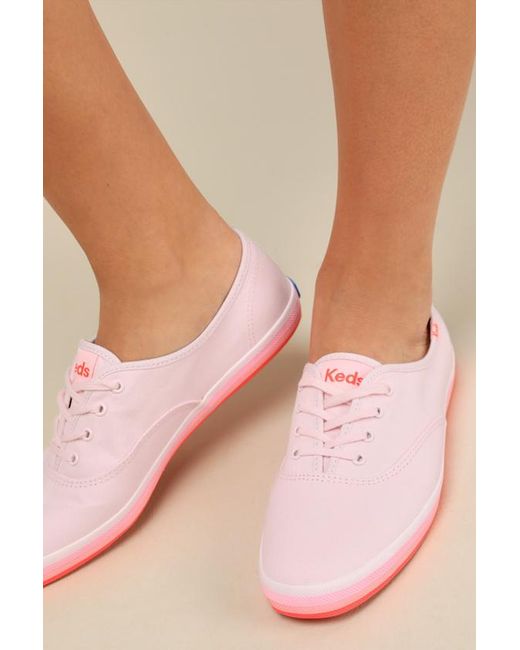 Keds Pink Champion Canvas Foxing Stripe Lace-Up Sneakers