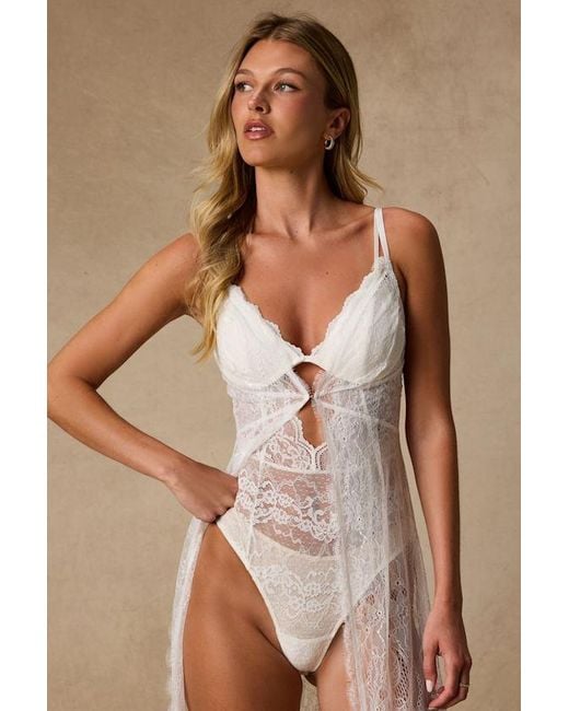 Lulus Natural Magdalena Sheer Lace Duster Slip