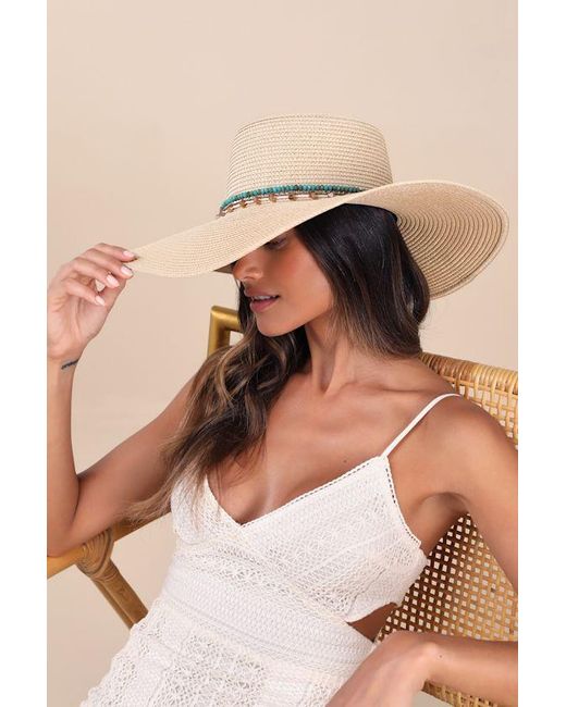 Lulus Brown Tracee Woven Beaded Boat Hat