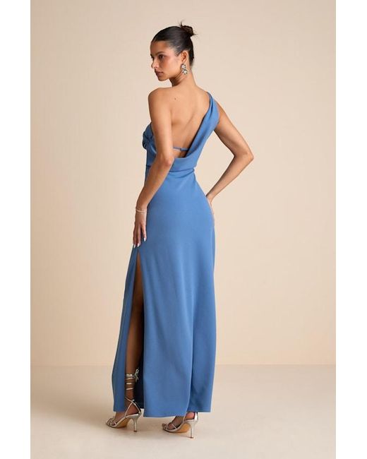 Lulus Blue Maevyn Cowl Back Column Maxi Dress