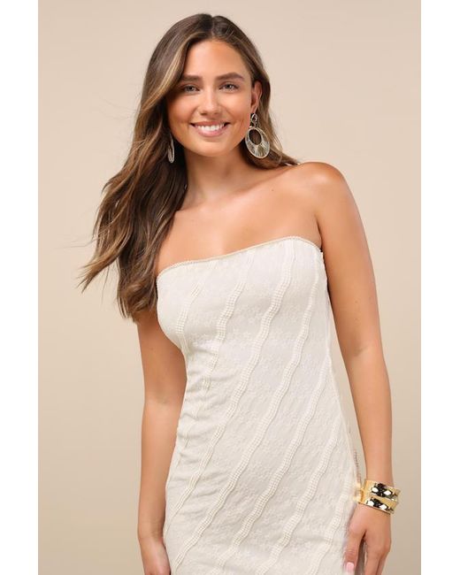 Lulus Natural Matilde Textured Knit Bodycon Midi Dress
