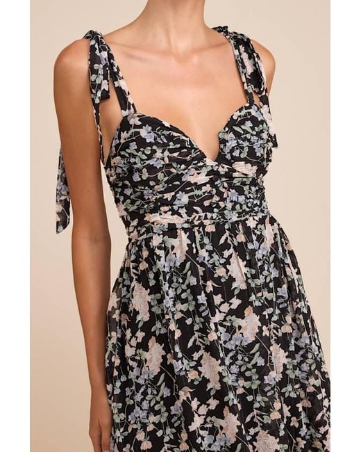 Lulus Black Lush Loveliness Floral Lurex Tie-Strap Midi Dress