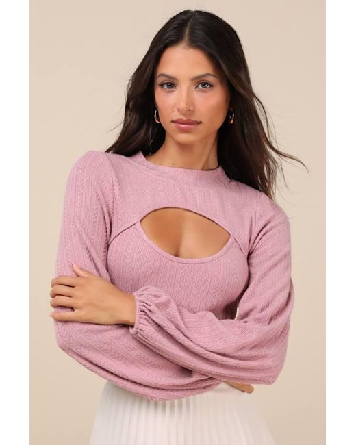 Lulus Pink Simply Ideal Cutout Long Sleeve Top