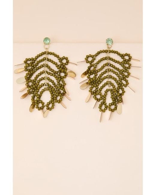 Lulus Natural Hessa Beaded Statement Earrings