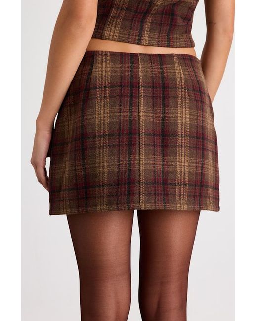 Lulus Brown Annette Plaid Mid-Rise Mini Skirt