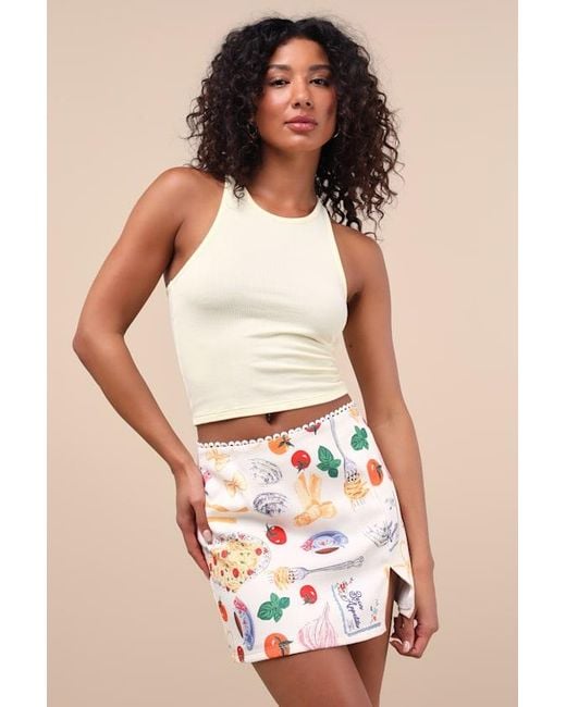 Lulus Black Adelma Multi Print Mini Skirt