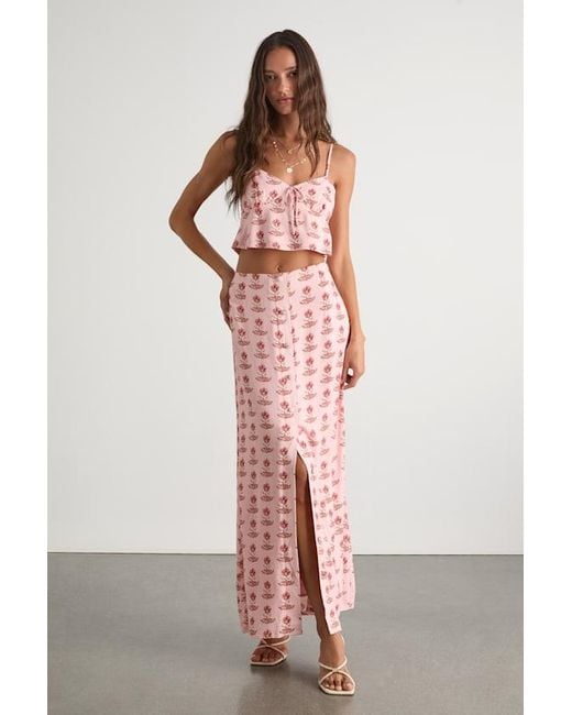 Lulus Pink Chel Boho Print Tie-Front Cami Top