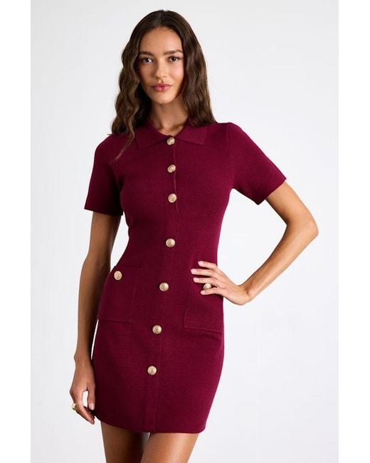 Lulus Red Posh Outcome Short Sleeve Sweater Mini Dress