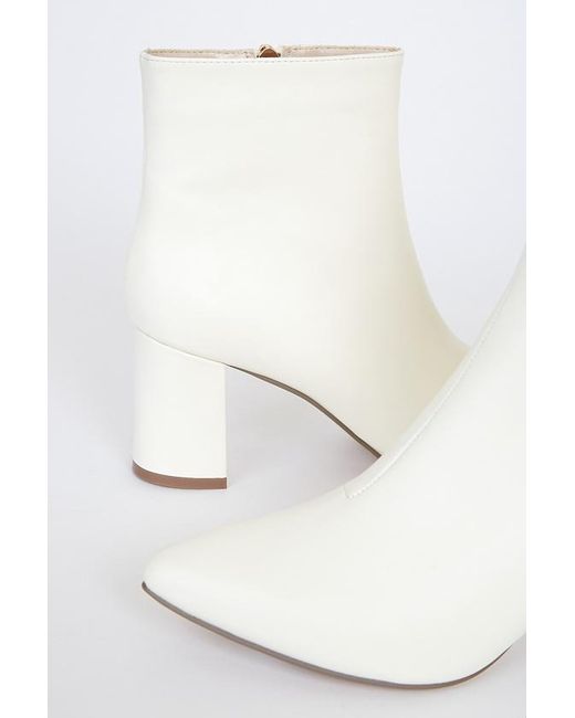 Lulus White Sarai Off Pointed-Toe Ankle Booties