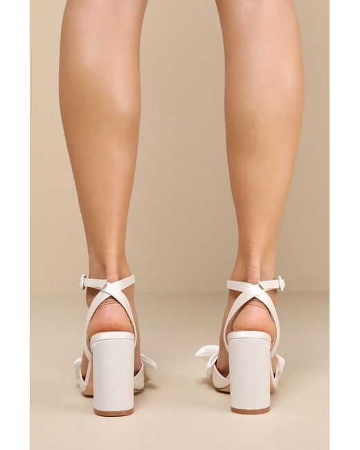 Lulus Natural Suttonn Satin Bow Ankle Strap Pointed-Toe Pumps