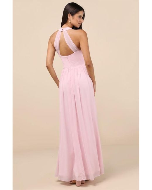 Lulus Pink Marilina Pleated Twist-Front Maxi Dress