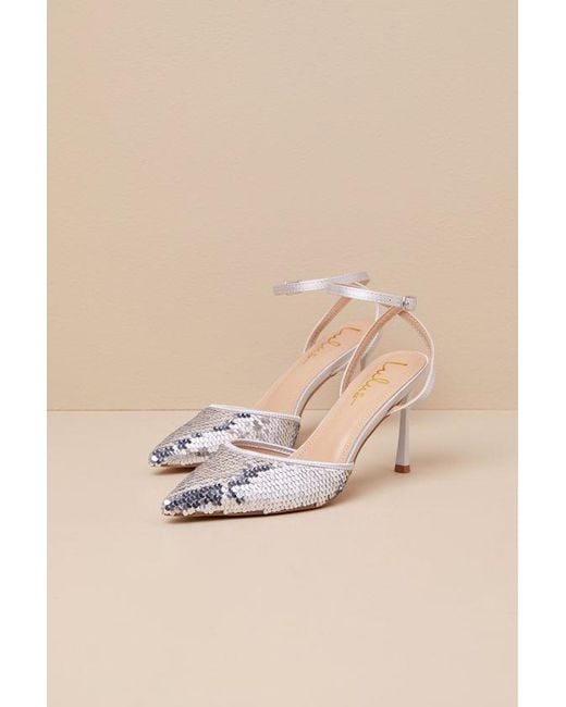 Lulus Black Arley Sequin Ankle Strap Pumps