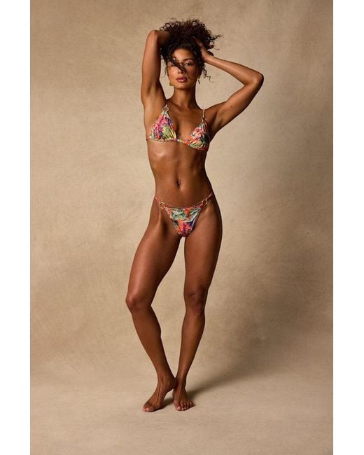 Lulus Brown Bahamas Multi Tropical Print Cheeky Bikini Bottoms