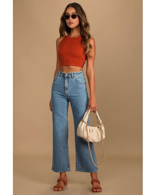 Lulus Blue Let's Tie It Tie-Back Cropped Tank Top