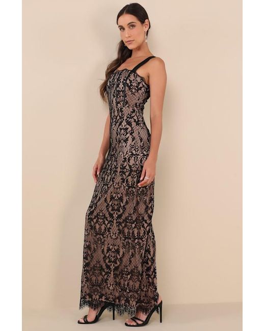 Lulus Natural Classy Flirtation And Lace Bustier Maxi Dress